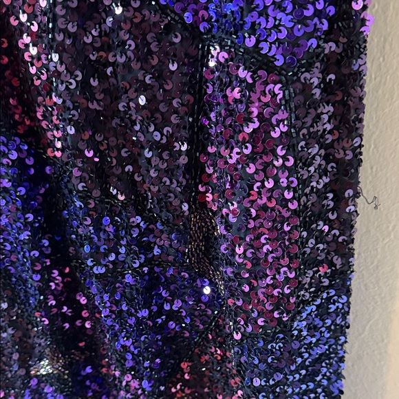 Vintage Black Tie Oleg Cassini Shades of Purple & Black Sequin Mini Dress 4 - Picture 11 of 17
